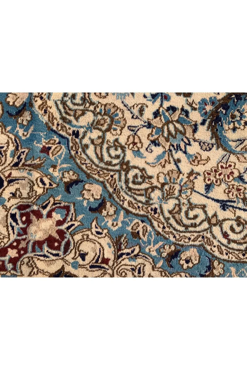 Authentic Hand Knotted Vintage Naeen Wool Area Rug 12.11 x 9.7 Ft