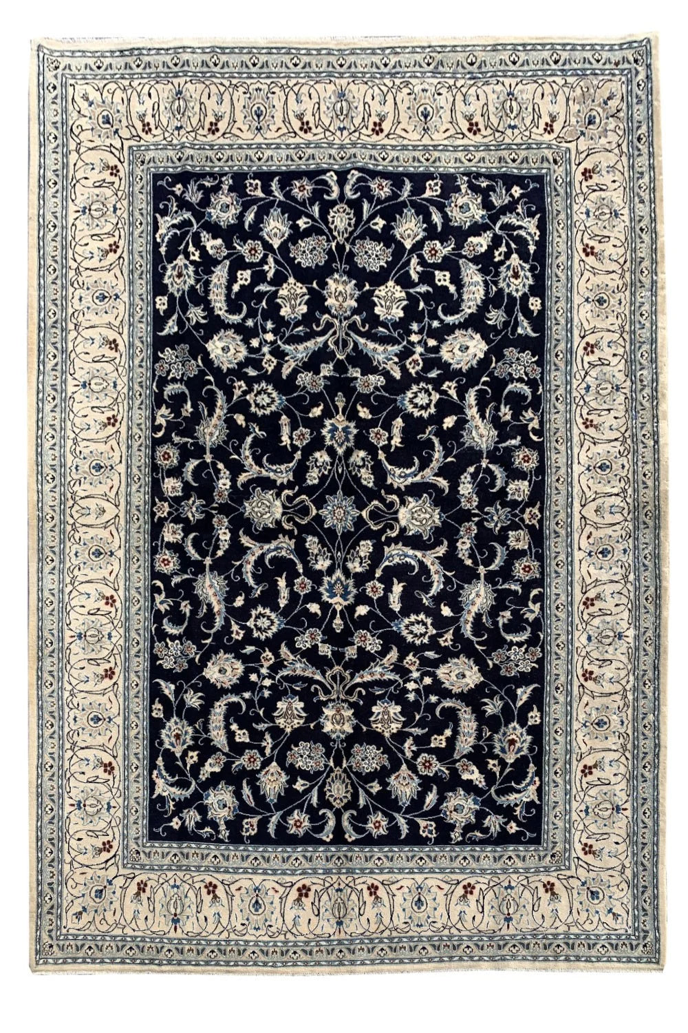 Amazing Hand Knotted Vintage Naeen Wool Area Rug 11.1 x 7.11 Ft