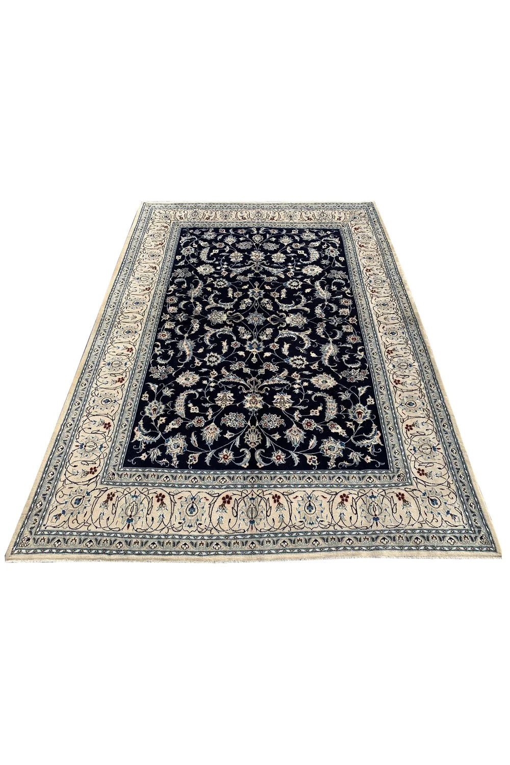 Amazing Hand Knotted Vintage Naeen Wool Area Rug 11.1 x 7.11 Ft