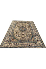 Authentic Hand Knotted Vintage Naeen Wool Area Rug 12.11 x 9.7 Ft