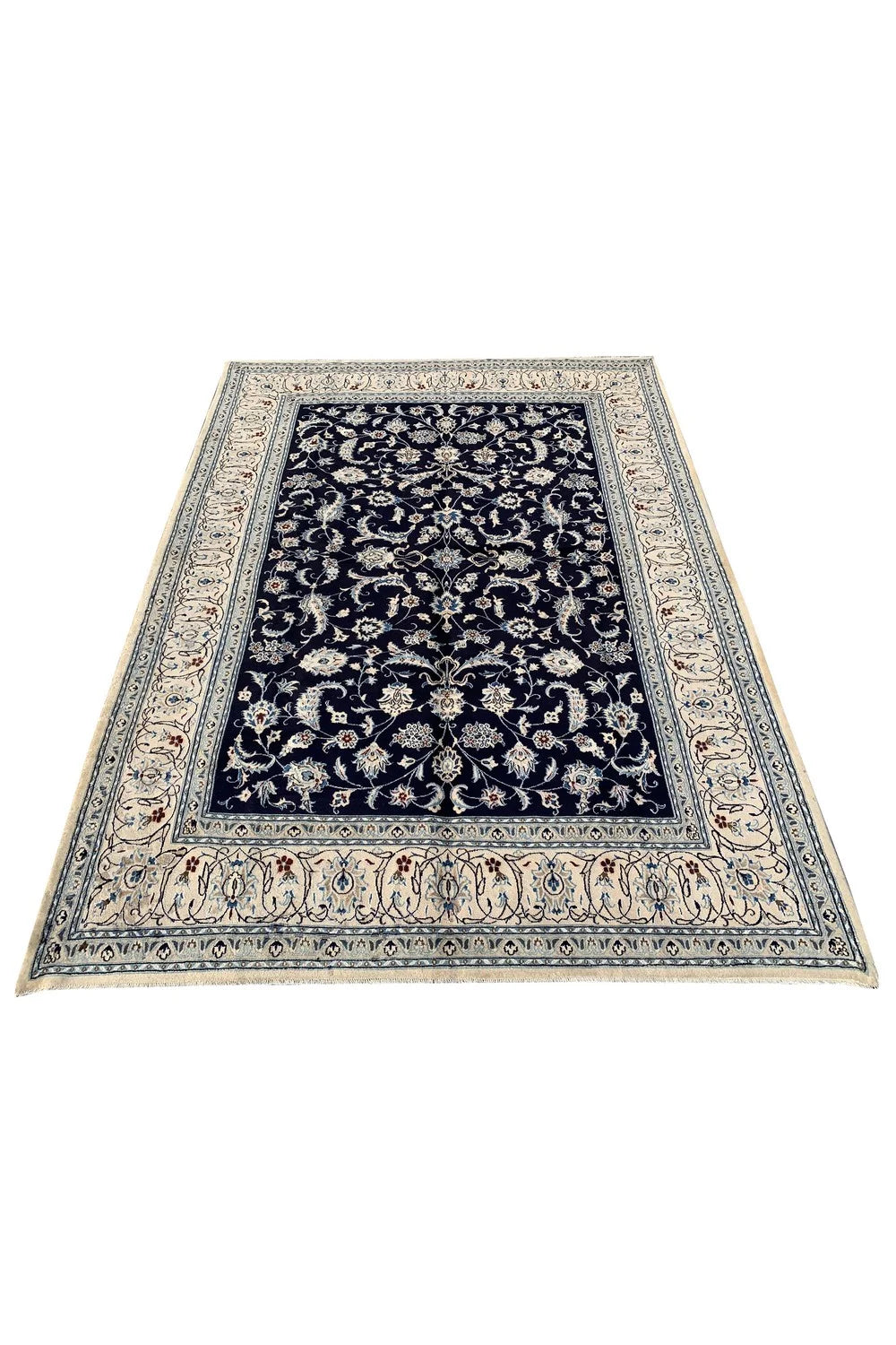 Amazing Hand Knotted Vintage Naeen Wool Area Rug 11.1 x 7.11 Ft