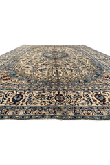 Authentic Hand Knotted Vintage Naeen Wool Area Rug 12.11 x 9.7 Ft