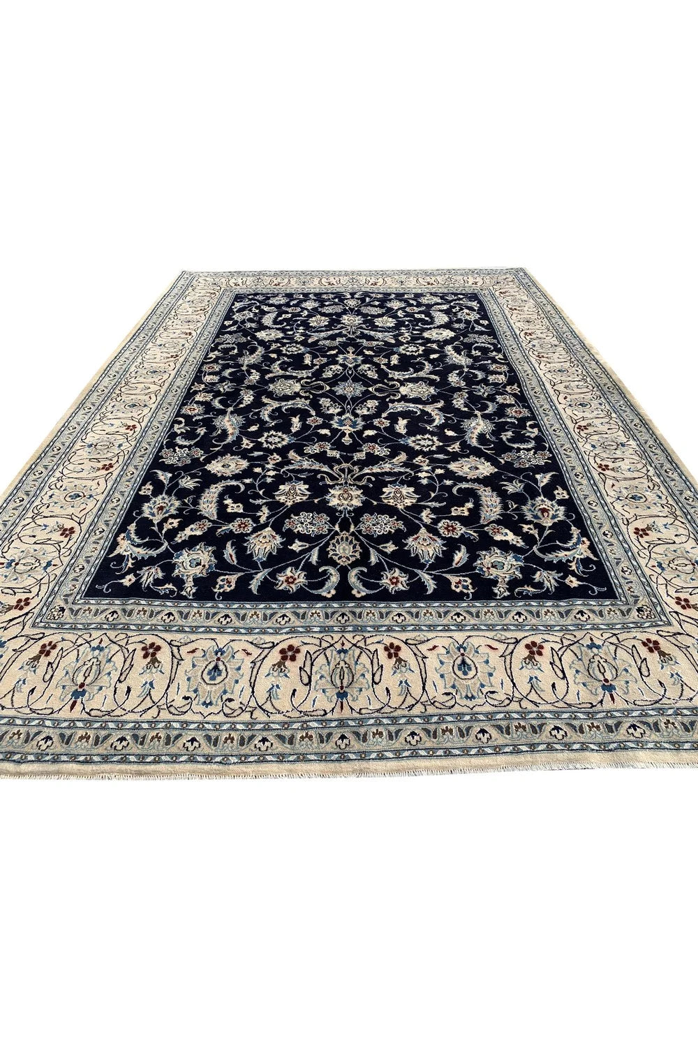 Amazing Hand Knotted Vintage Naeen Wool Area Rug 11.1 x 7.11 Ft