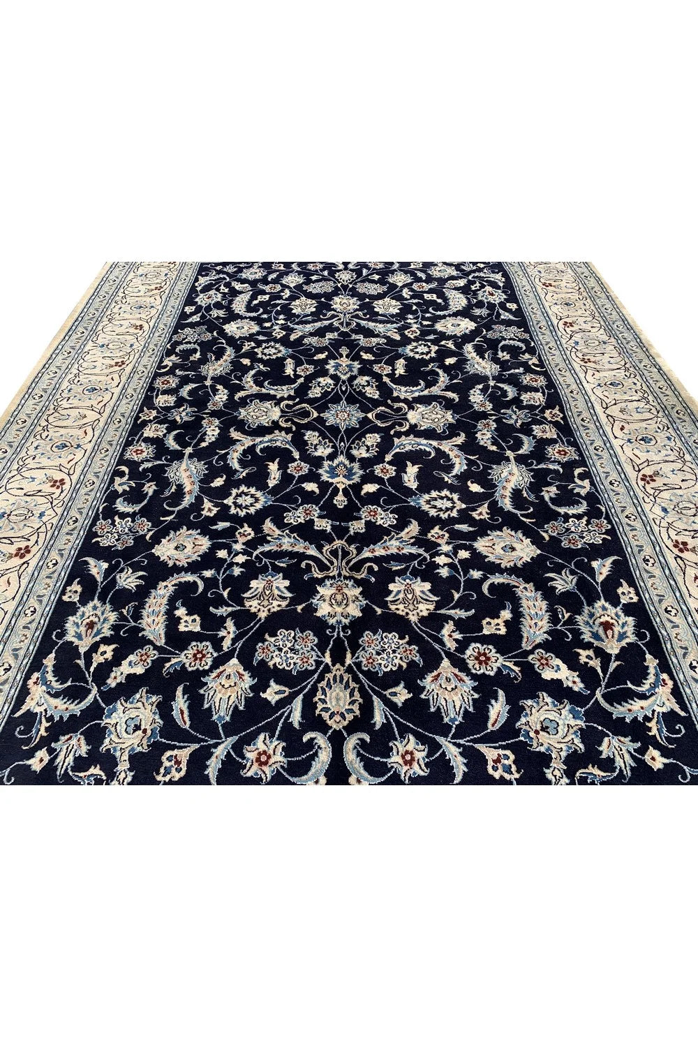 Amazing Hand Knotted Vintage Naeen Wool Area Rug 11.1 x 7.11 Ft