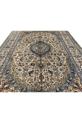 Authentic Hand Knotted Vintage Naeen Wool Area Rug 12.11 x 9.7 Ft
