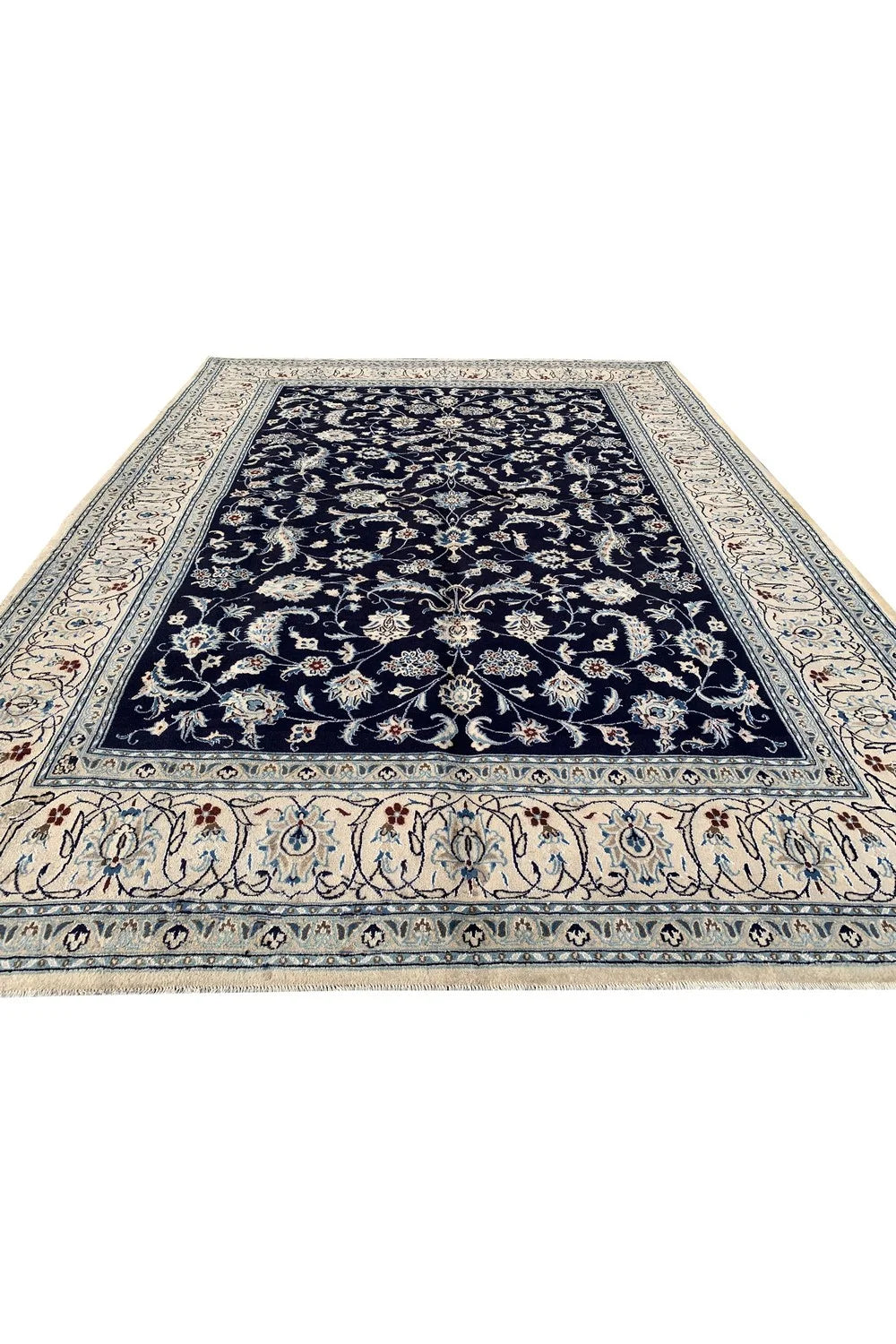 Amazing Hand Knotted Vintage Naeen Wool Area Rug 11.1 x 7.11 Ft