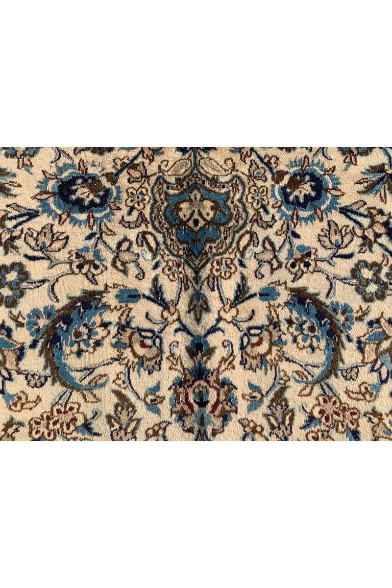 Authentic Hand Knotted Vintage Naeen Wool Area Rug 12.11 x 9.7 Ft