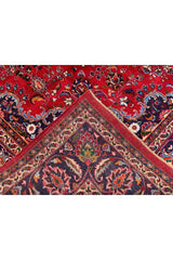 Authentic Hand Knotted Vintage Qashoun Wool Area Rug 12.8 x 9.4 Ft