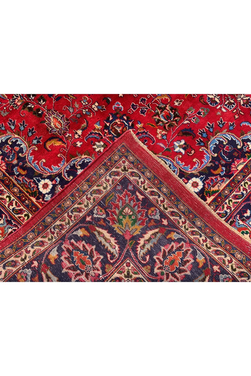 Authentic Hand Knotted Vintage Qashoun Wool Area Rug 12.8 x 9.4 Ft