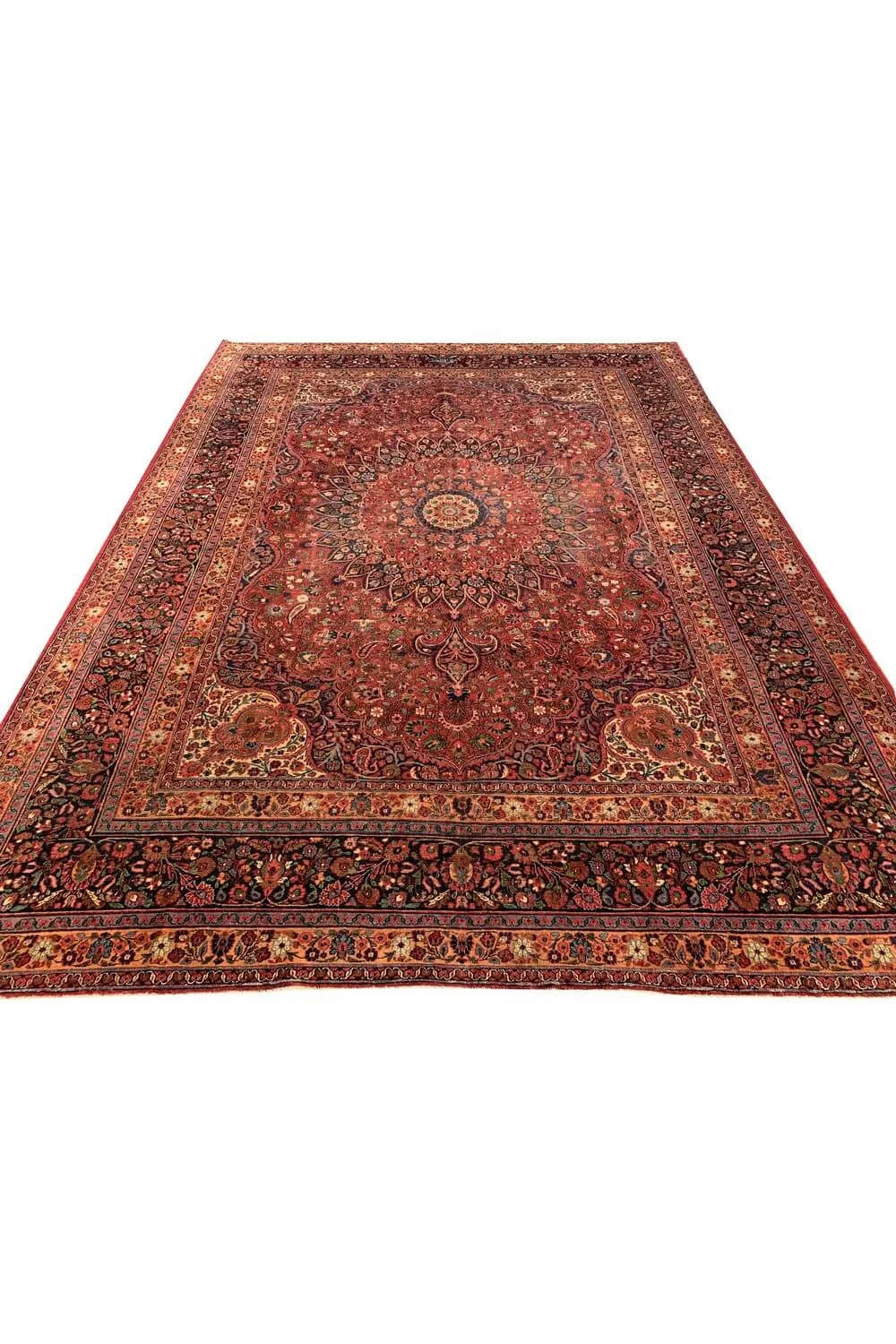 Authentic Hand Knotted Antique Qashoun Wool Area Rug 13.7x 9.11 Ft