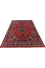 Authentic Hand Knotted Vintage Qashoun Wool Area Rug 12.8 x 9.4 Ft