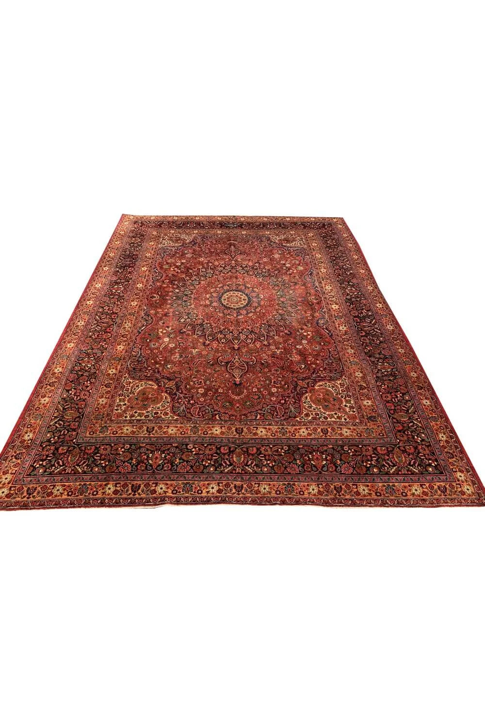 Authentic Hand Knotted Antique Qashoun Wool Area Rug 13.7x 9.11 Ft