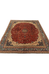 Authentic Hand Knotted Vintage Qashoun Wool Area Rug 9 x 8 Ft