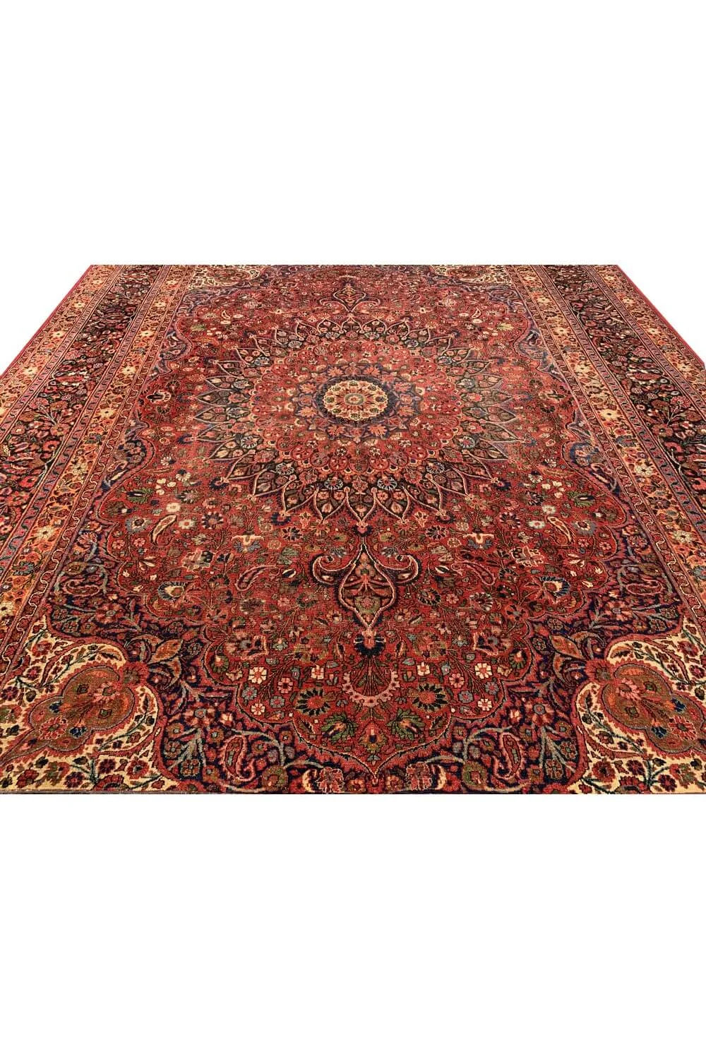 Authentic Hand Knotted Antique Qashoun Wool Area Rug 13.7x 9.11 Ft