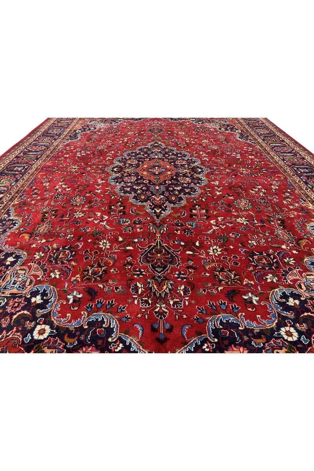 Authentic Hand Knotted Vintage Qashoun Wool Area Rug 12.8 x 9.4 Ft