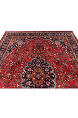Authentic Hand Knotted Vintage Qashoun Wool Area Rug 12.8 x 9.4 Ft