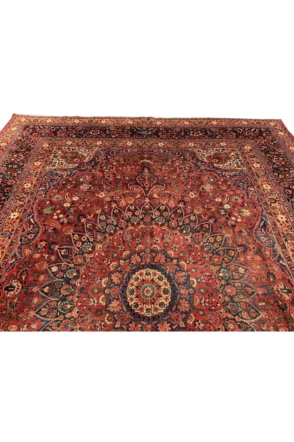 Authentic Hand Knotted Antique Qashoun Wool Area Rug 13.7x 9.11 Ft