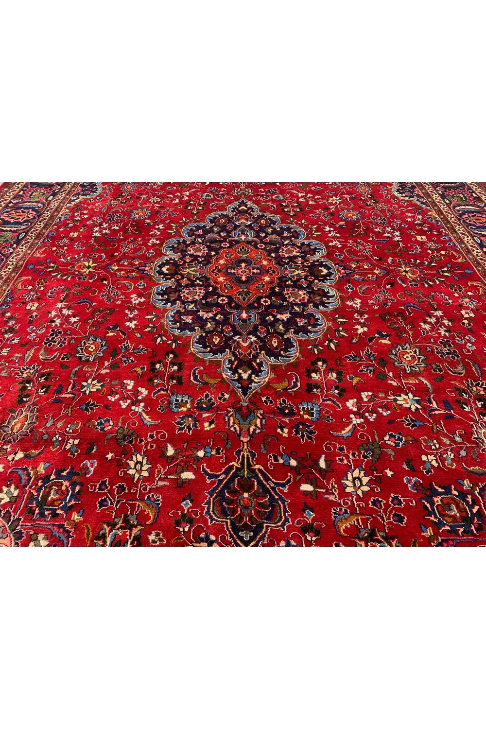 Authentic Hand Knotted Vintage Qashoun Wool Area Rug 12.8 x 9.4 Ft