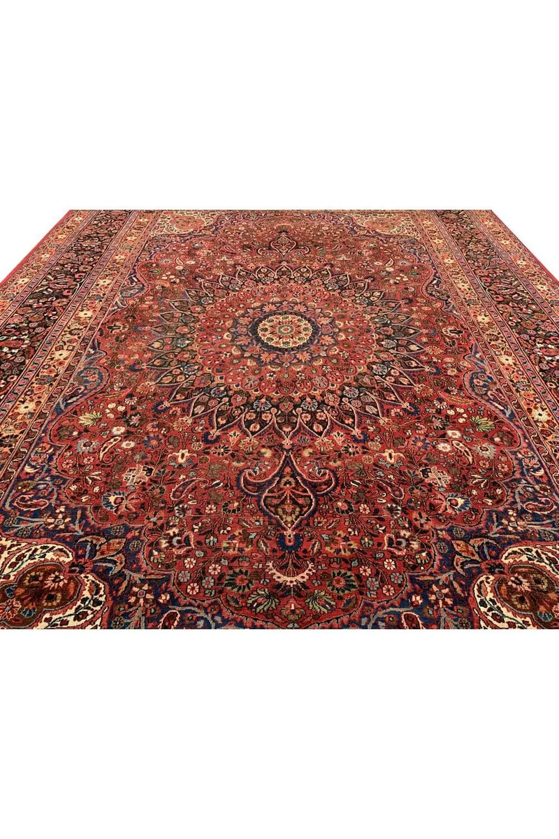 Authentic Hand Knotted Antique Qashoun Wool Area Rug 13.7x 9.11 Ft