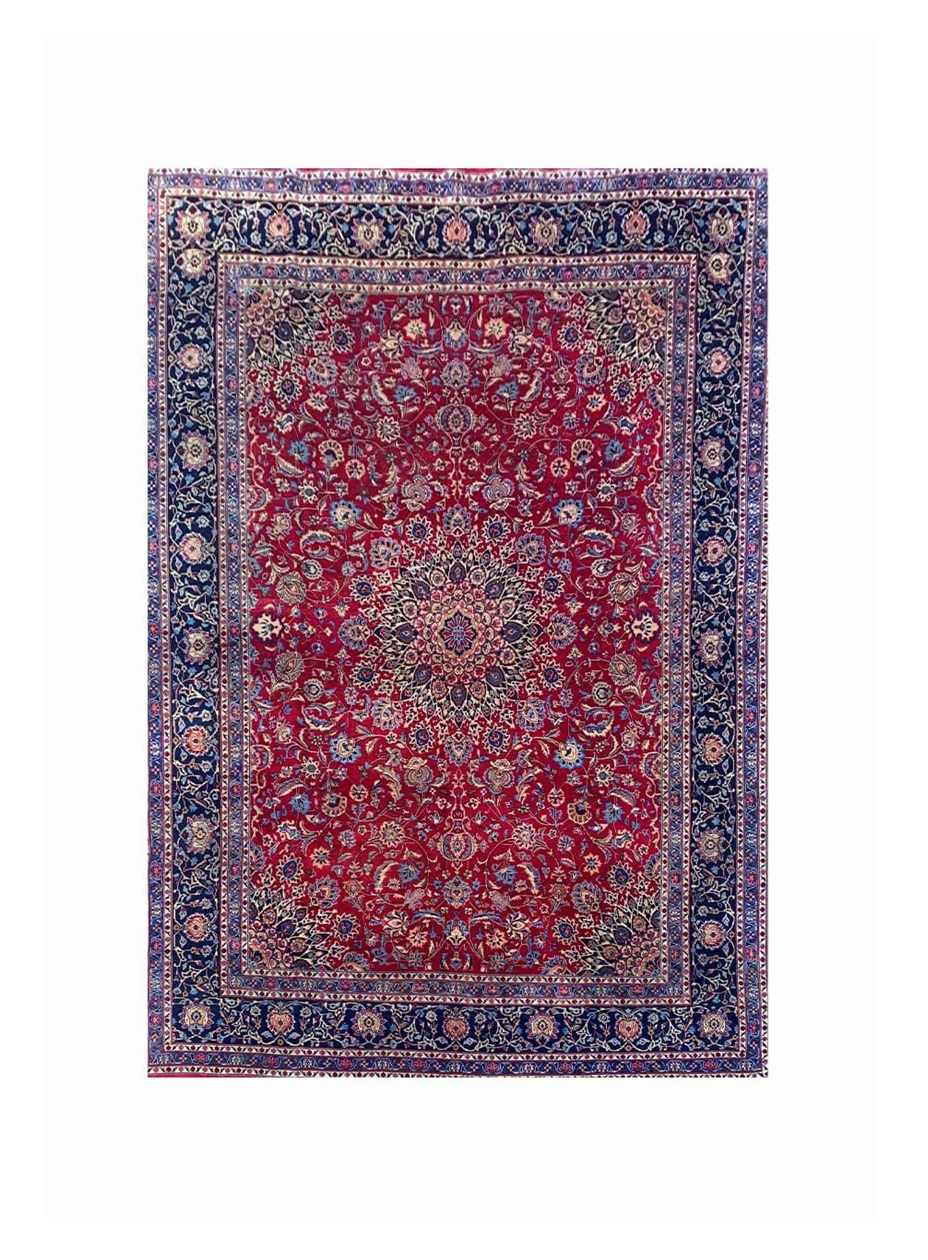 Amazing Hand Knotted Vintage Qashoun Wool Area Rug 12.11 x 9.9 Ft