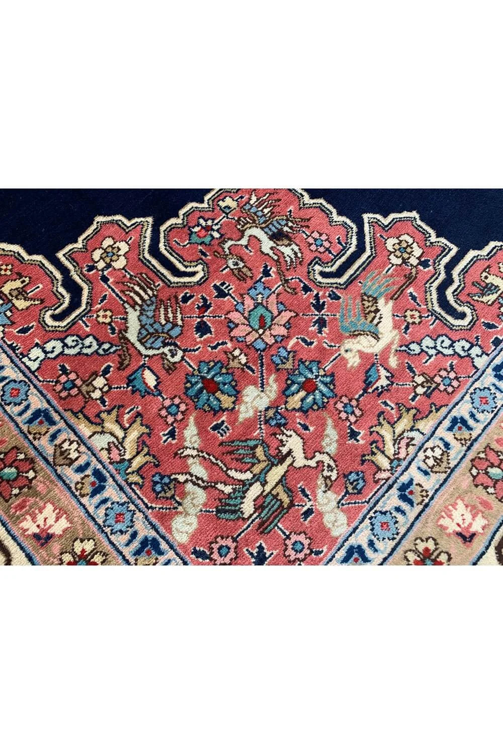 Authentic Hand Knotted Vintage Qirmoun Pictorial Wool Area Rug 11.7 x 8.2 Ft