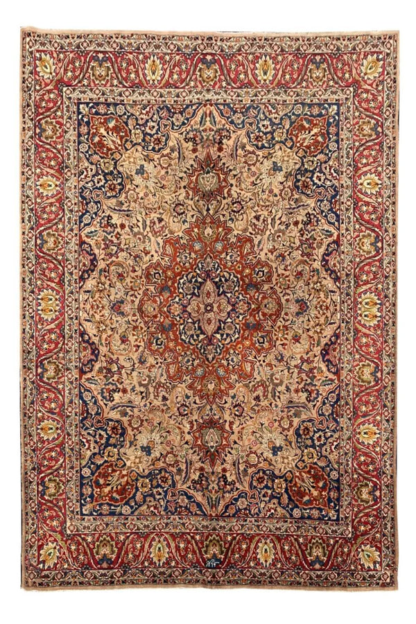 Authentic Hand Knotted Vintage Qirmoun Wool Area Rug 12.8 x 9.9 Ft