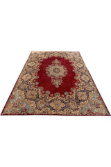 Authentic Hand Knotted Vintage Qirmoun Wool Area Rug 13.6 x 9.8 Ft