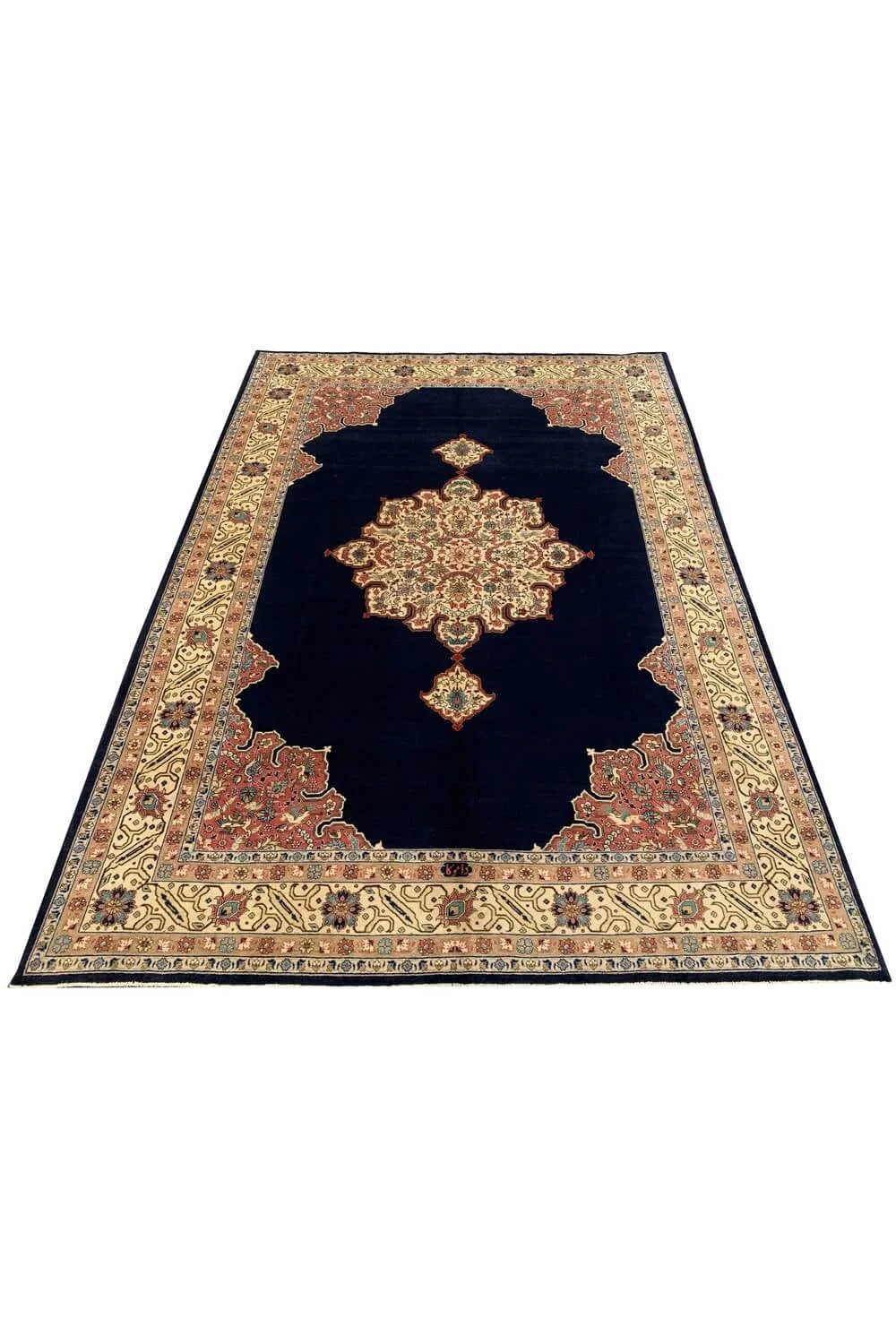 Authentic Hand Knotted Vintage Qirmoun Pictorial Wool Area Rug 11.7 x 8.2 Ft