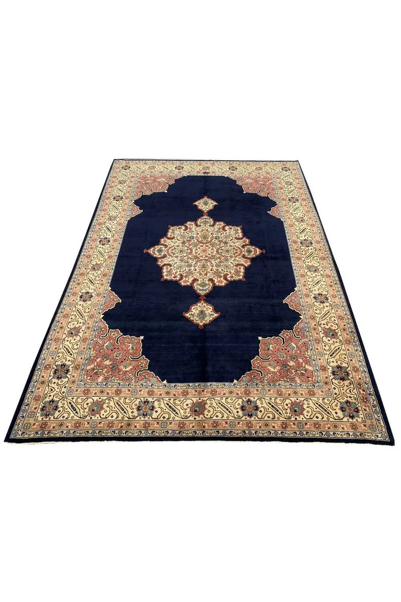 Authentic Hand Knotted Vintage Qirmoun Pictorial Wool Area Rug 11.7 x 8.2 Ft