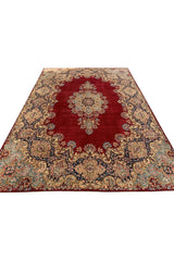 Authentic Hand Knotted Vintage Qirmoun Wool Area Rug 13.6 x 9.8 Ft
