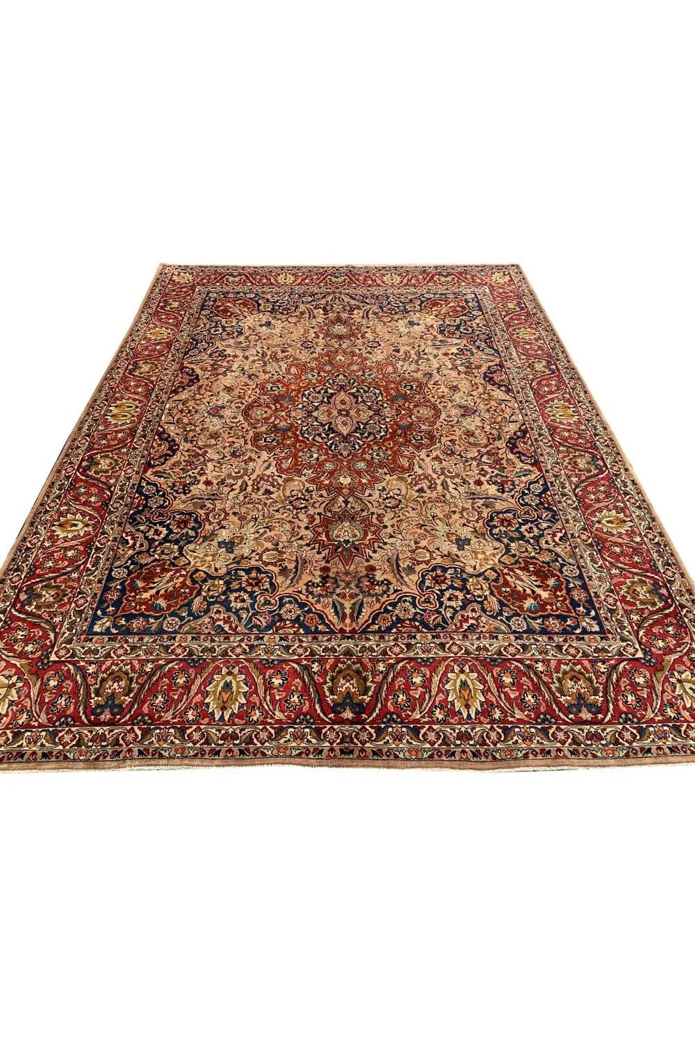 Authentic Hand Knotted Vintage Qirmoun Wool Area Rug 12.8 x 9.9 Ft