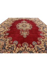 Authentic Hand Knotted Vintage Qirmoun Wool Area Rug 13.6 x 9.8 Ft