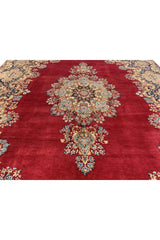 Authentic Hand Knotted Vintage Qirmoun Wool Area Rug 13.6 x 9.8 Ft