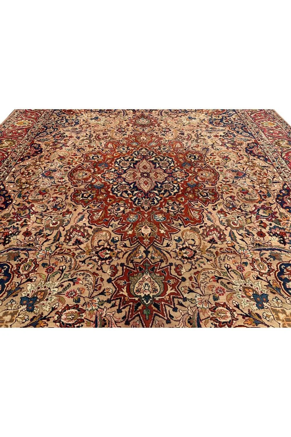 Authentic Hand Knotted Vintage Qirmoun Wool Area Rug 12.8 x 9.9 Ft