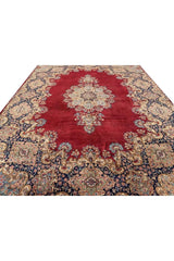 Authentic Hand Knotted Vintage Qirmoun Wool Area Rug 13.6 x 9.8 Ft