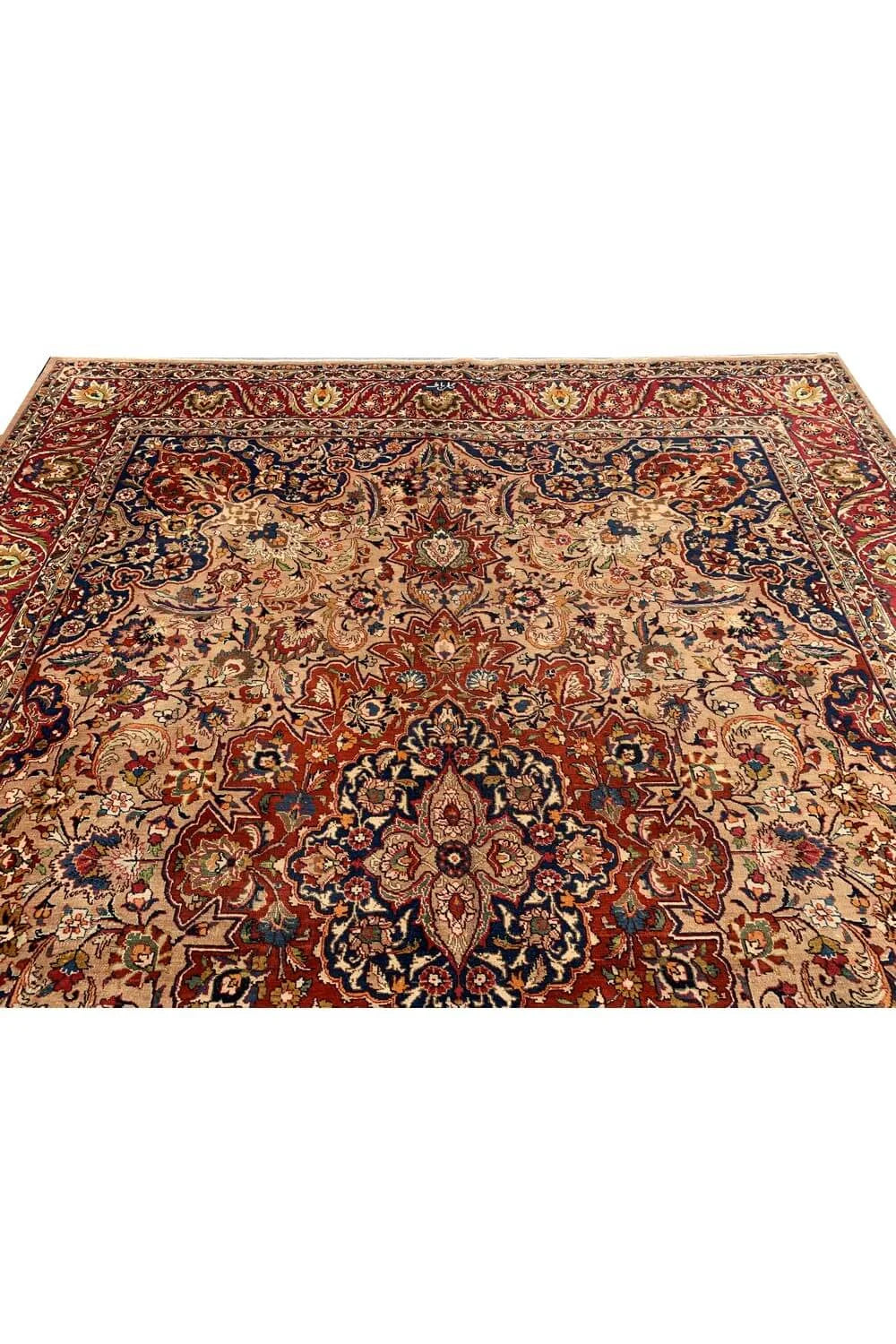 Authentic Hand Knotted Vintage Qirmoun Wool Area Rug 12.8 x 9.9 Ft