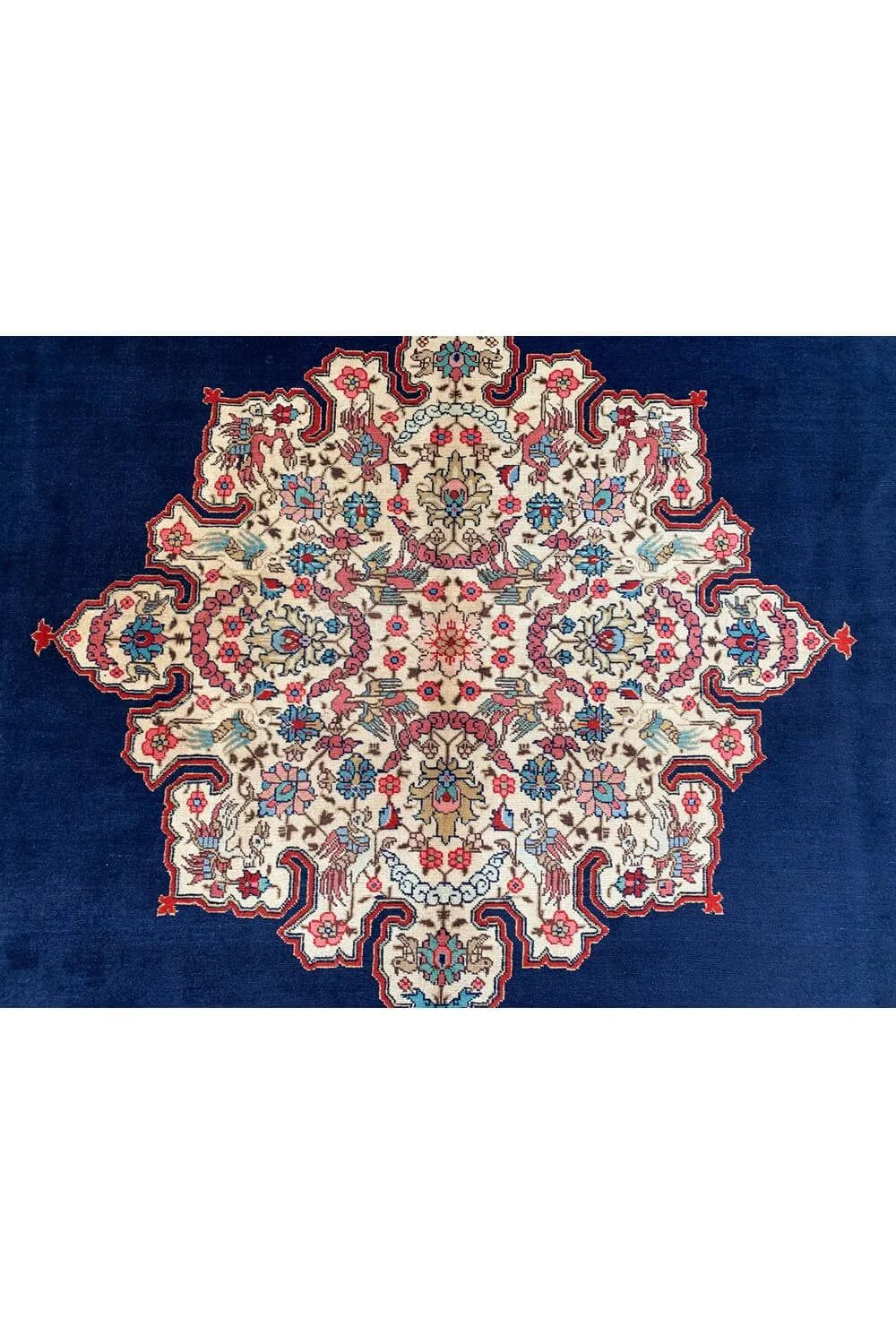 Authentic Hand Knotted Vintage Qirmoun Pictorial Wool Area Rug 11.7 x 8.2 Ft