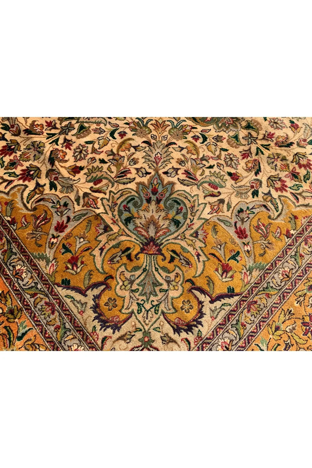 Authentic Hand Knotted Vintage Tabreez Wool Area Rug 11.1 x 8.1 Ft