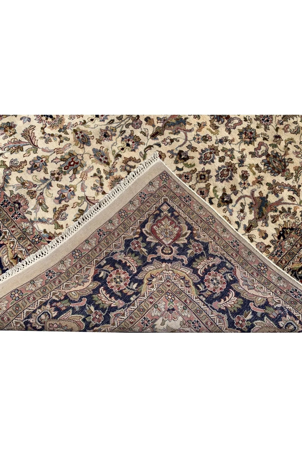 Authentic Hand Knotted Vintage Tabreez Wool Area Rug 12.1 x 7.11 Ft