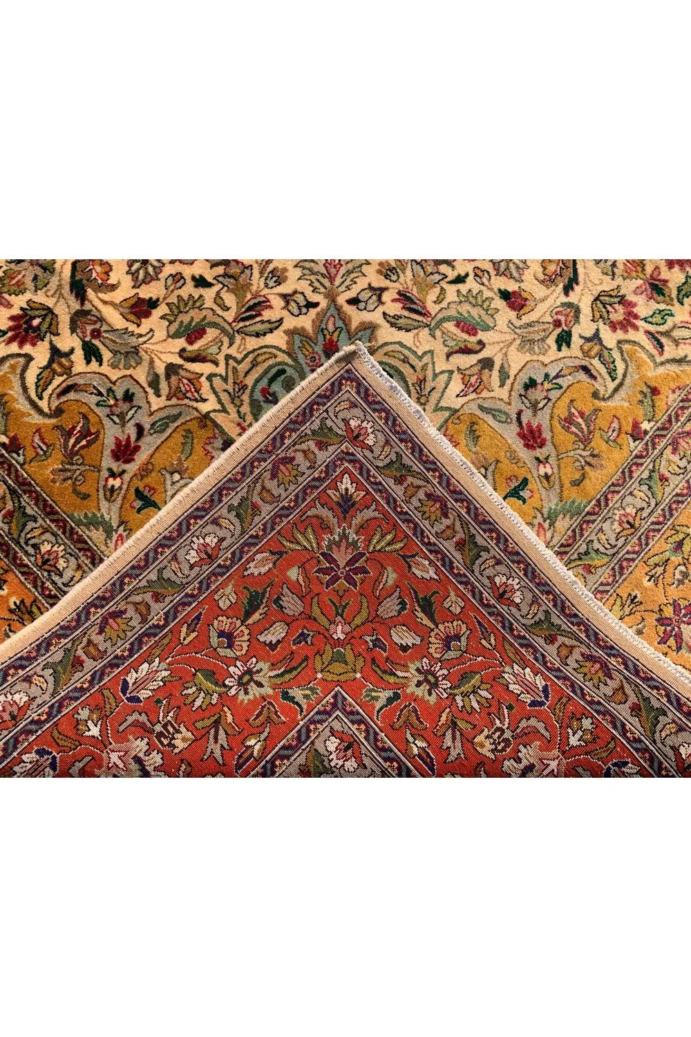 Authentic Hand Knotted Vintage Tabreez Wool Area Rug 11.1 x 8.1 Ft