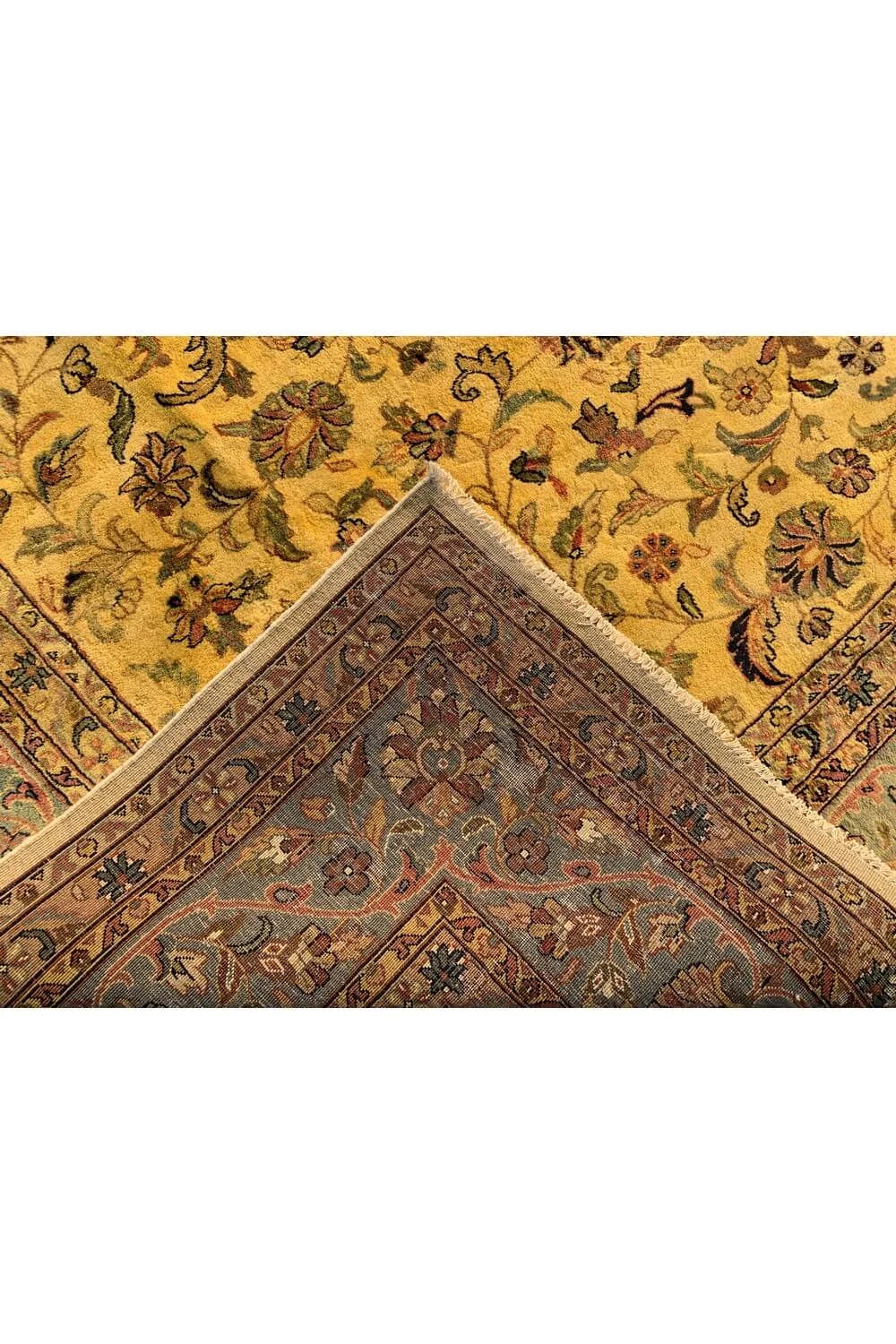 Authentic Hand Knotted Vintage Tabreez Wool Area Rug 12.11 x 9.9 Ft