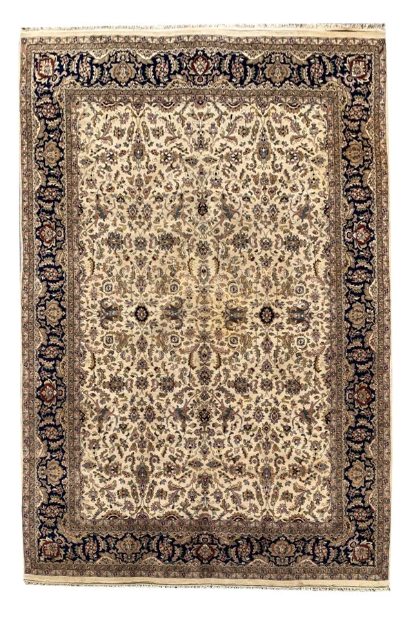 Authentic Hand Knotted Vintage Tabreez Wool Area Rug 12.1 x 7.11 Ft