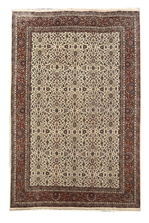 Authentic Hand Knotted Vintage Tabreez Wool Area Rug 12.11 x 9.10 Ft
