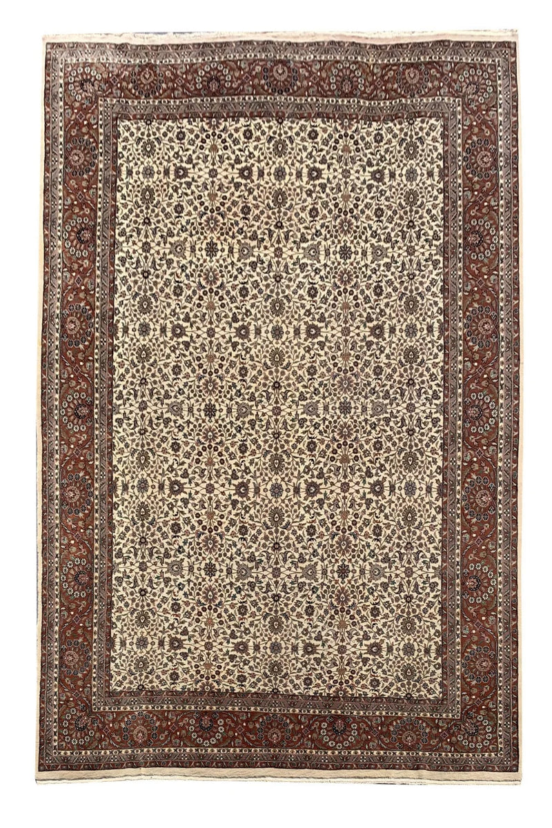 Authentic Hand Knotted Vintage Tabreez Wool Area Rug 12.11 x 9.10 Ft