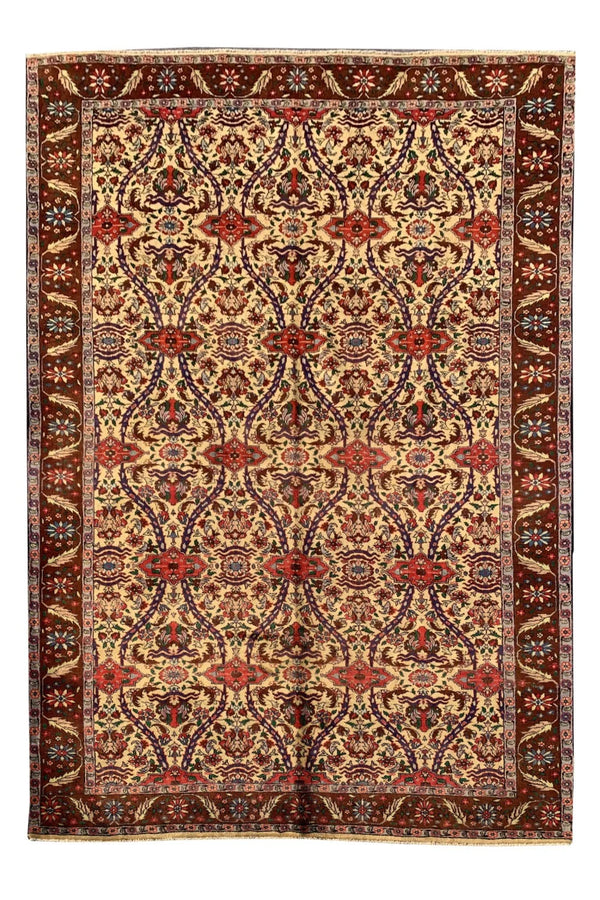 Authentic Hand Knotted Vintage Tabreez Wool Area Rug 12.6 x 7.10 Ft