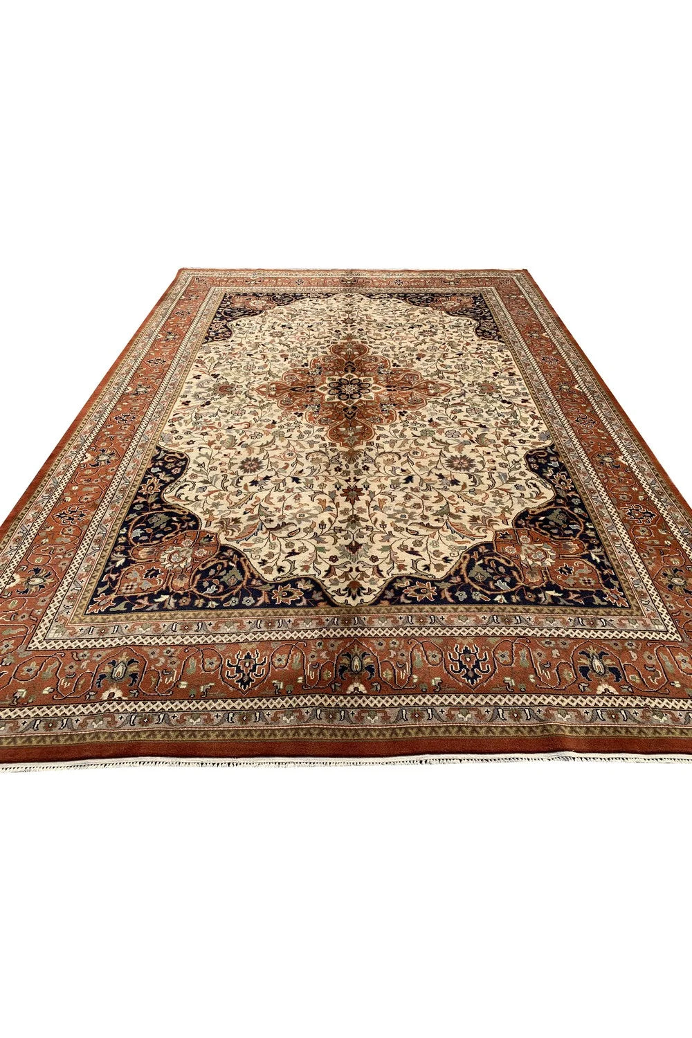 Amazing Hand Knotted Vintage Tribal Tabreez Wool Area Rug 11.0 x 8.0 Ft