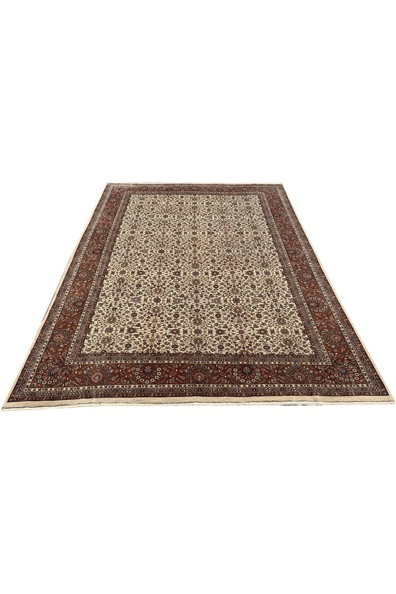 Authentic Hand Knotted Vintage Tabreez Wool Area Rug 12.11 x 9.10 Ft