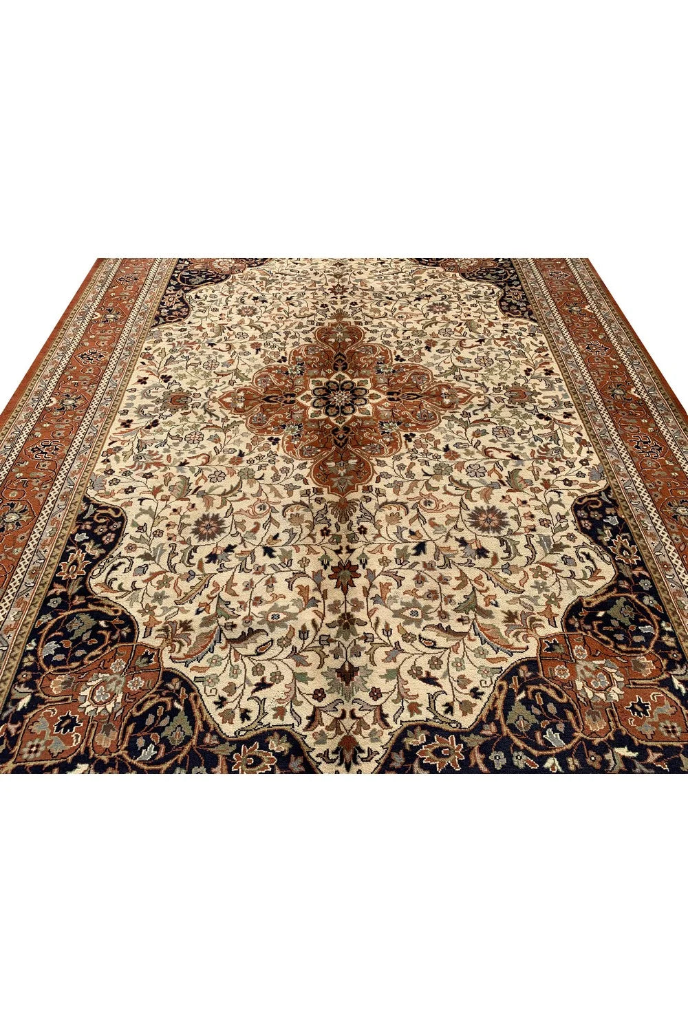 Amazing Hand Knotted Vintage Tribal Tabreez Wool Area Rug 11.0 x 8.0 Ft