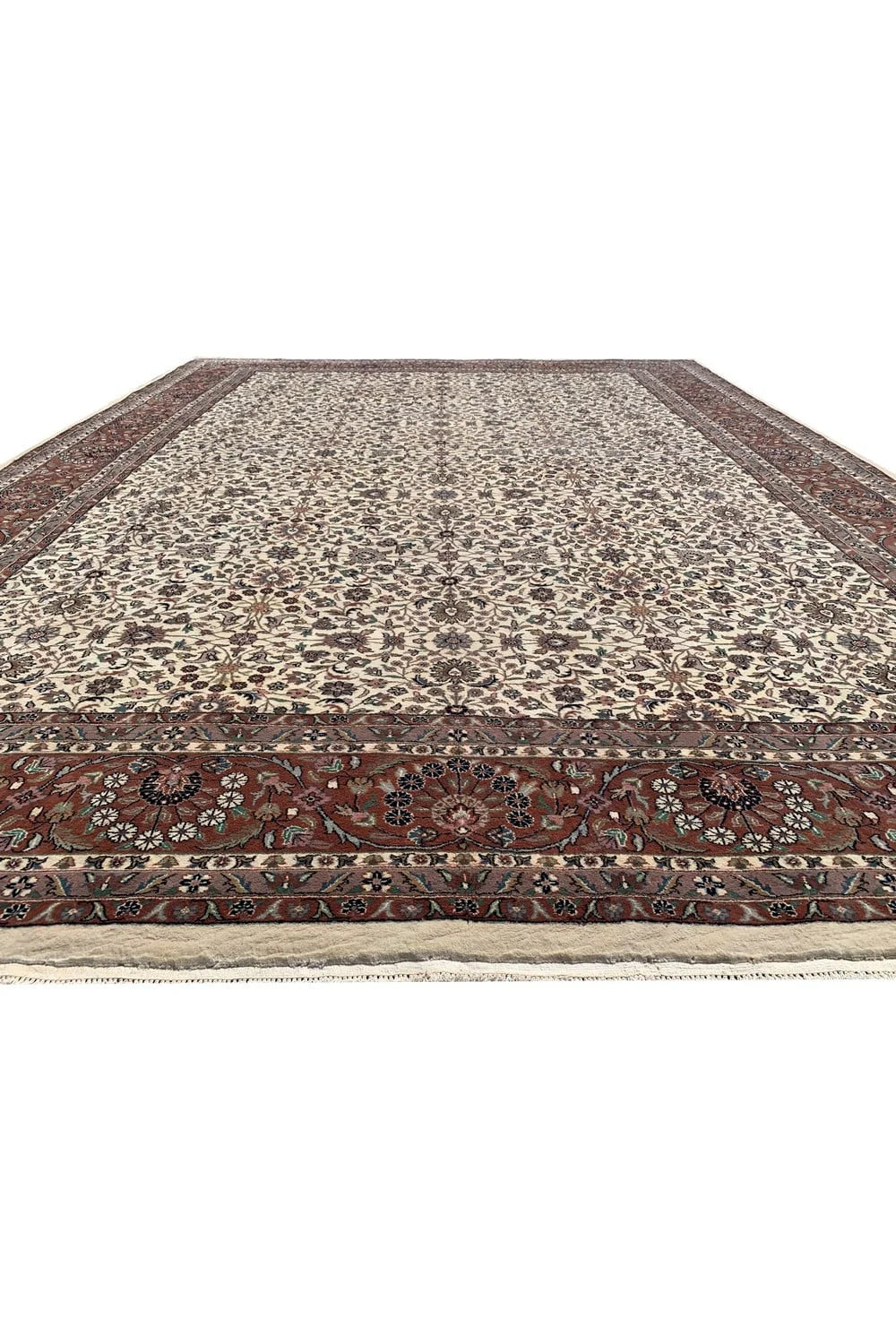 Authentic Hand Knotted Vintage Tabreez Wool Area Rug 12.11 x 9.10 Ft