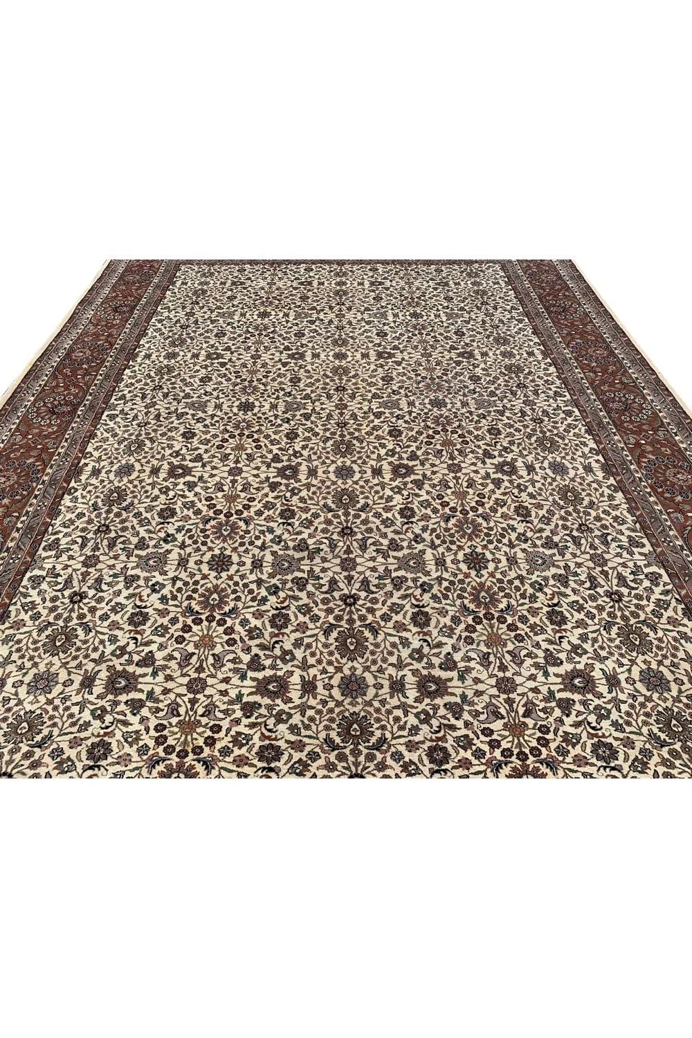 Authentic Hand Knotted Vintage Tabreez Wool Area Rug 12.11 x 9.10 Ft